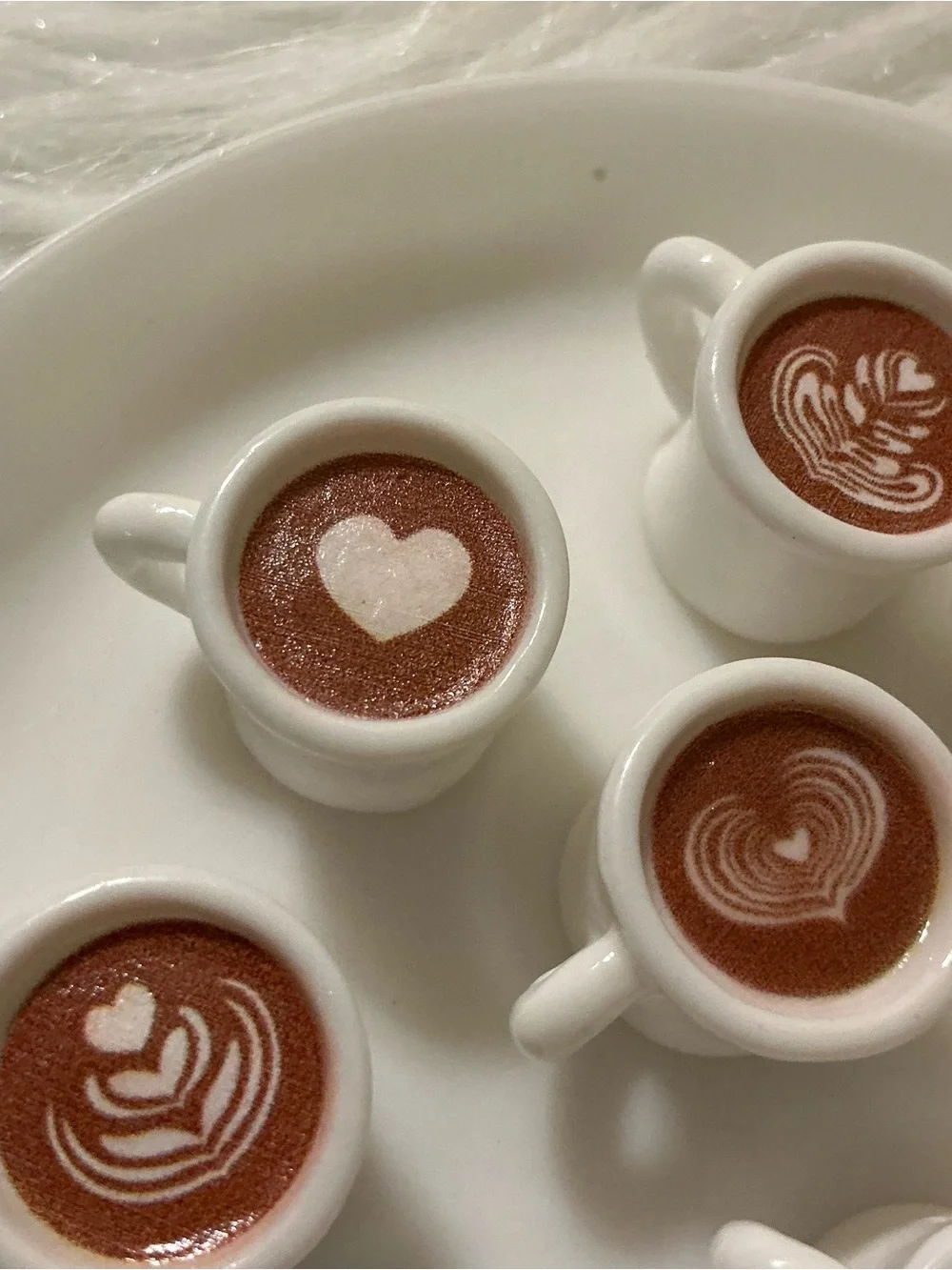 Lot of 8 mini dollhouse accessories hot chocolate, coffee, espresso, latte heart